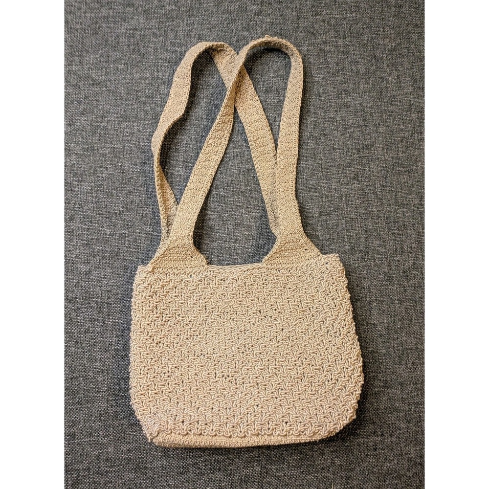 Liz Claiborne Woven Beige Crossbody Purse Hand Bag Snap Up Small Full Strap